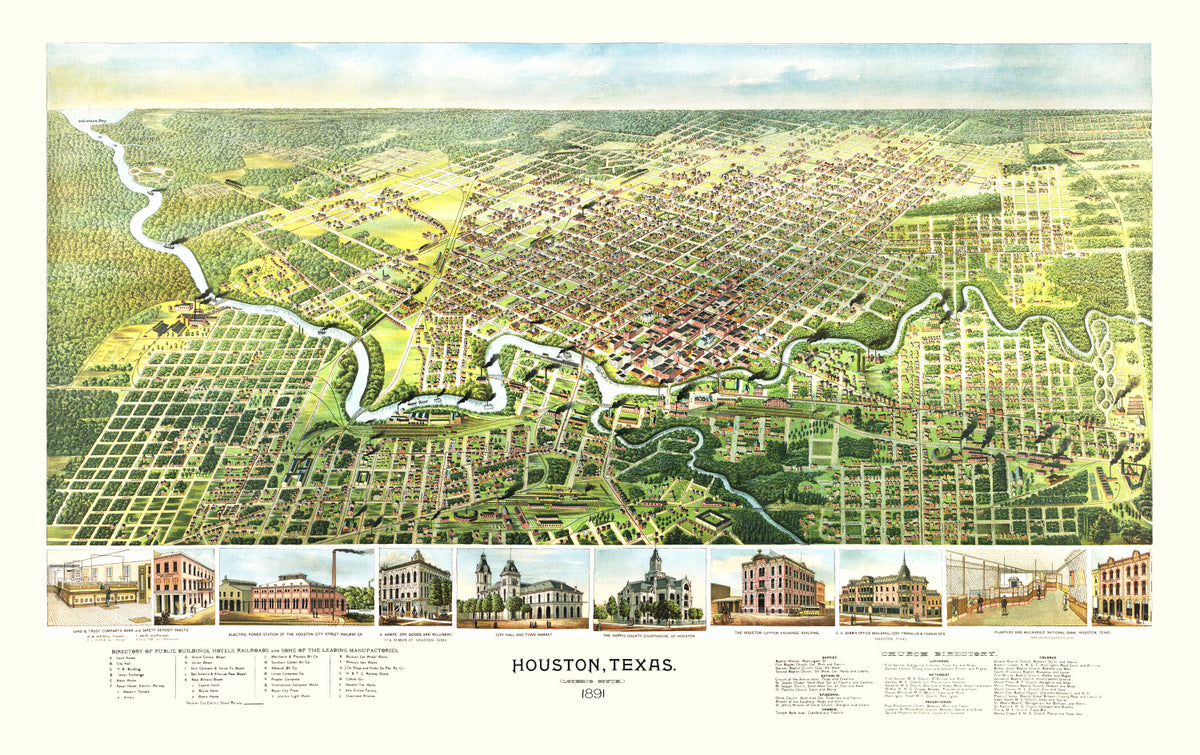 Preview of Vintage Map of Houston, Texas 1891
