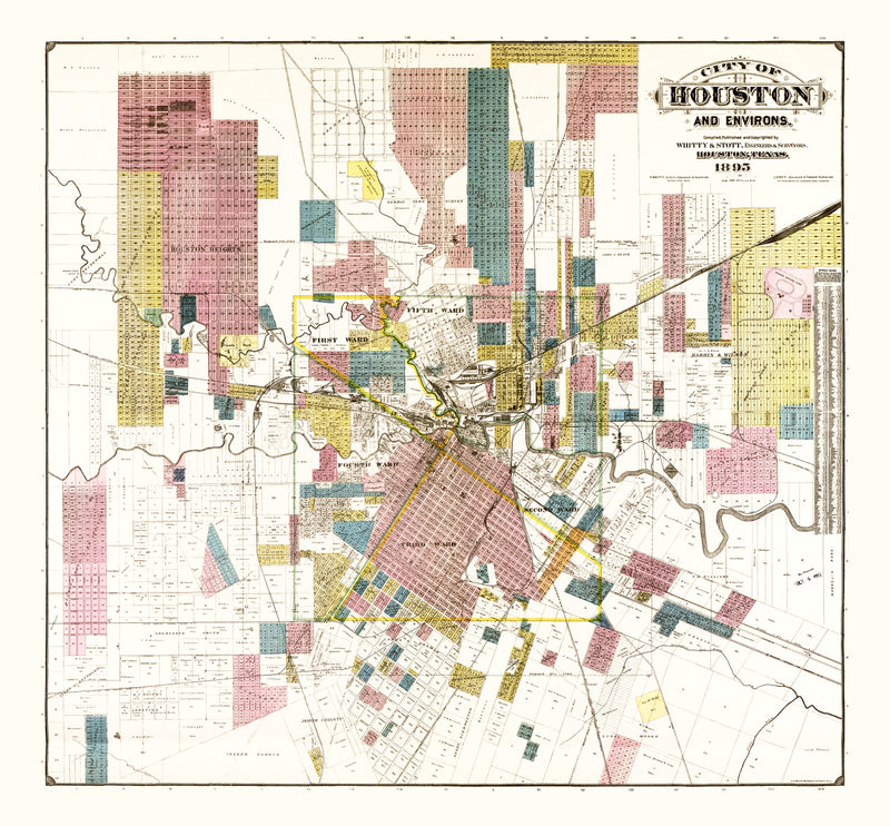 Size comparison using Vintage Map of Houston, Texas 1895