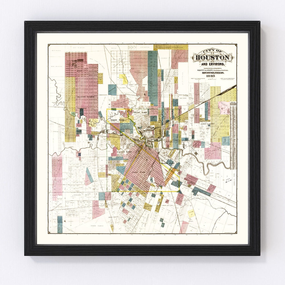 Houston Vintage Map 1895