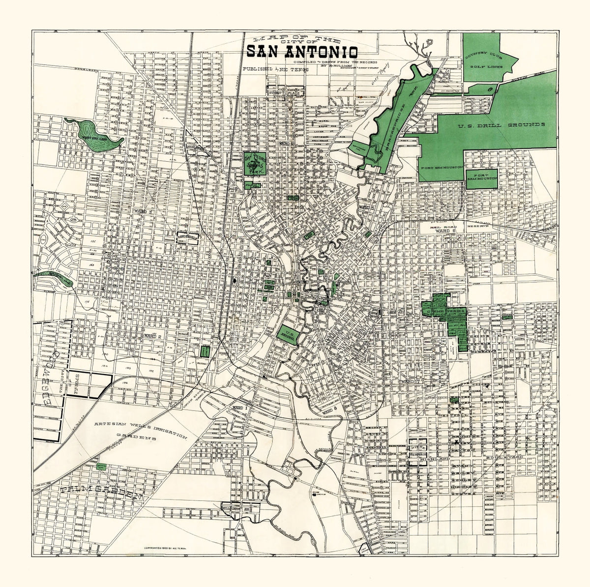 Preview of Vintage Map of San Antonio, Texas 1909