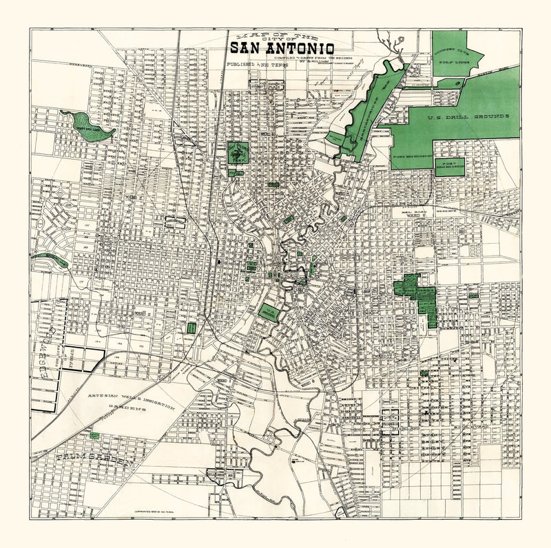 Size comparison using Vintage Map of San Antonio, Texas 1909