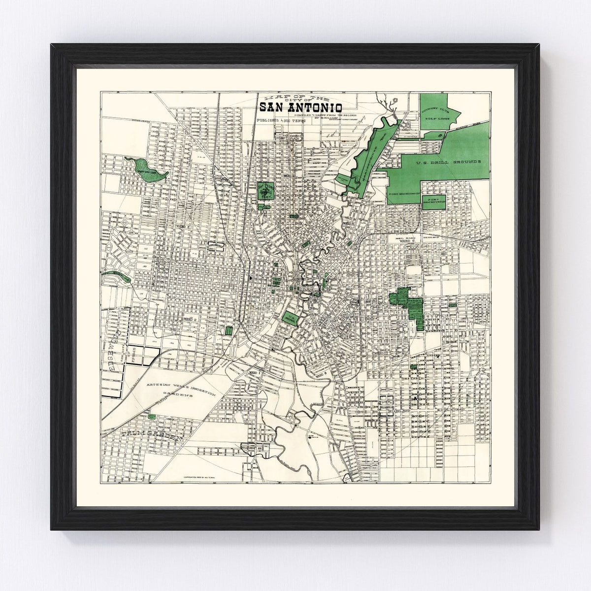 San Antonio Vintage Map 1909