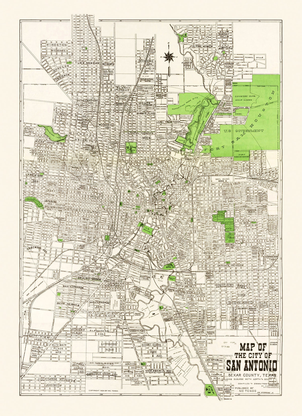 Preview of Vintage Map of San Antonio, Texas 1924