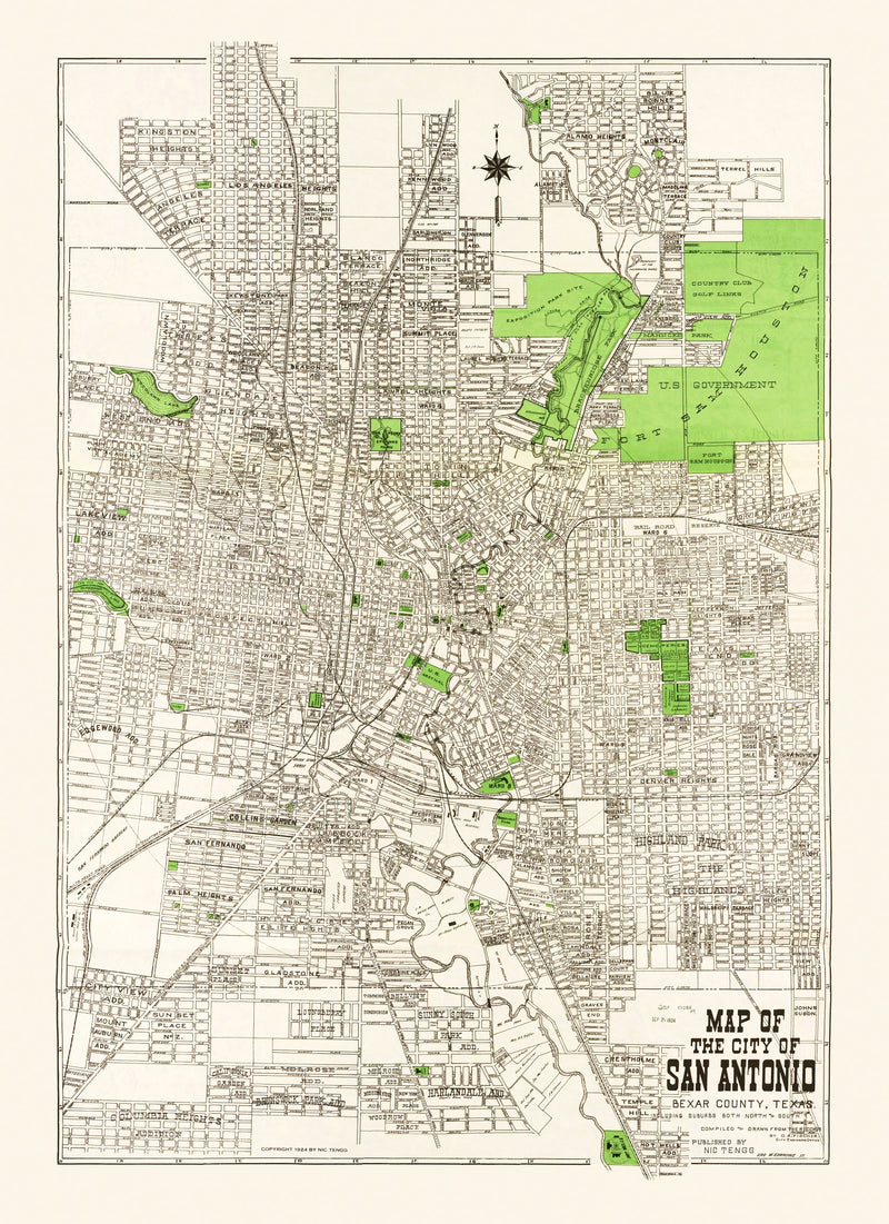Size comparison using Vintage Map of San Antonio, Texas 1924