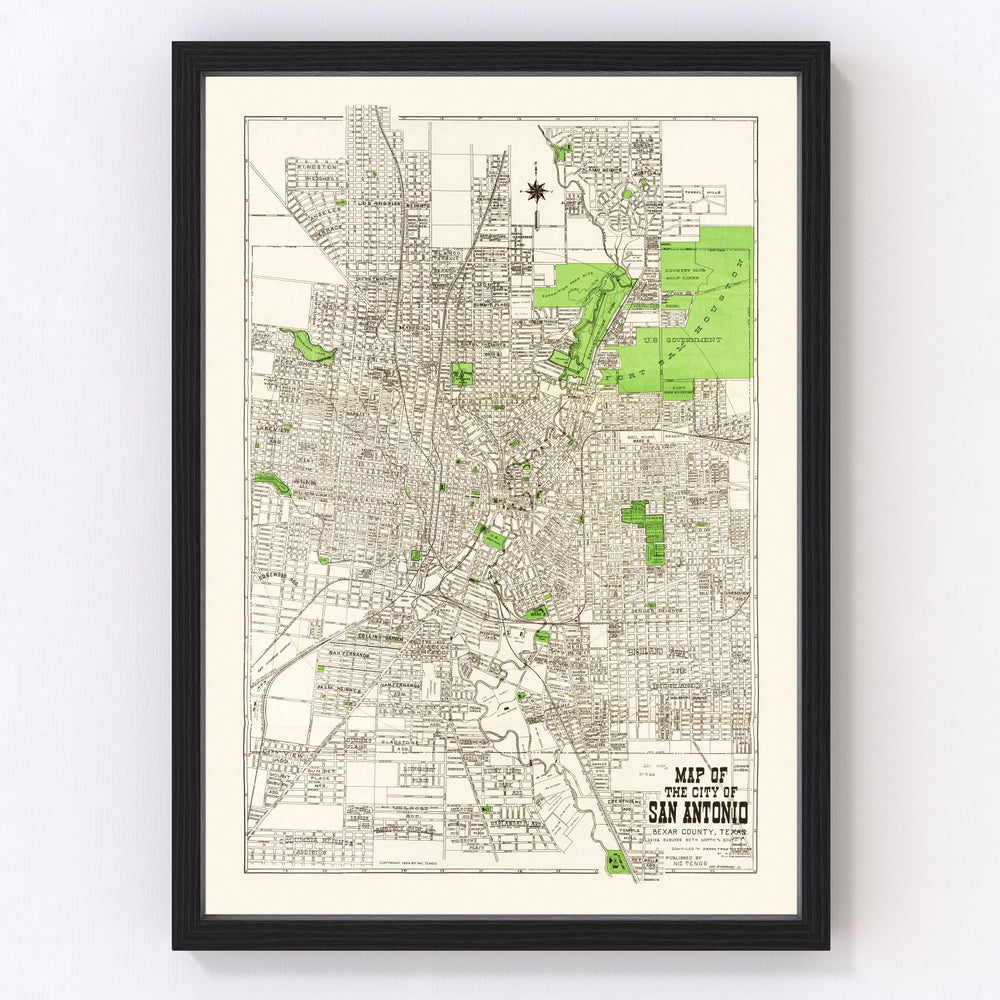 San Antonio Vintage Map 1924