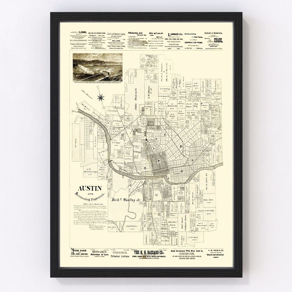 Austin Vintage Map 1891