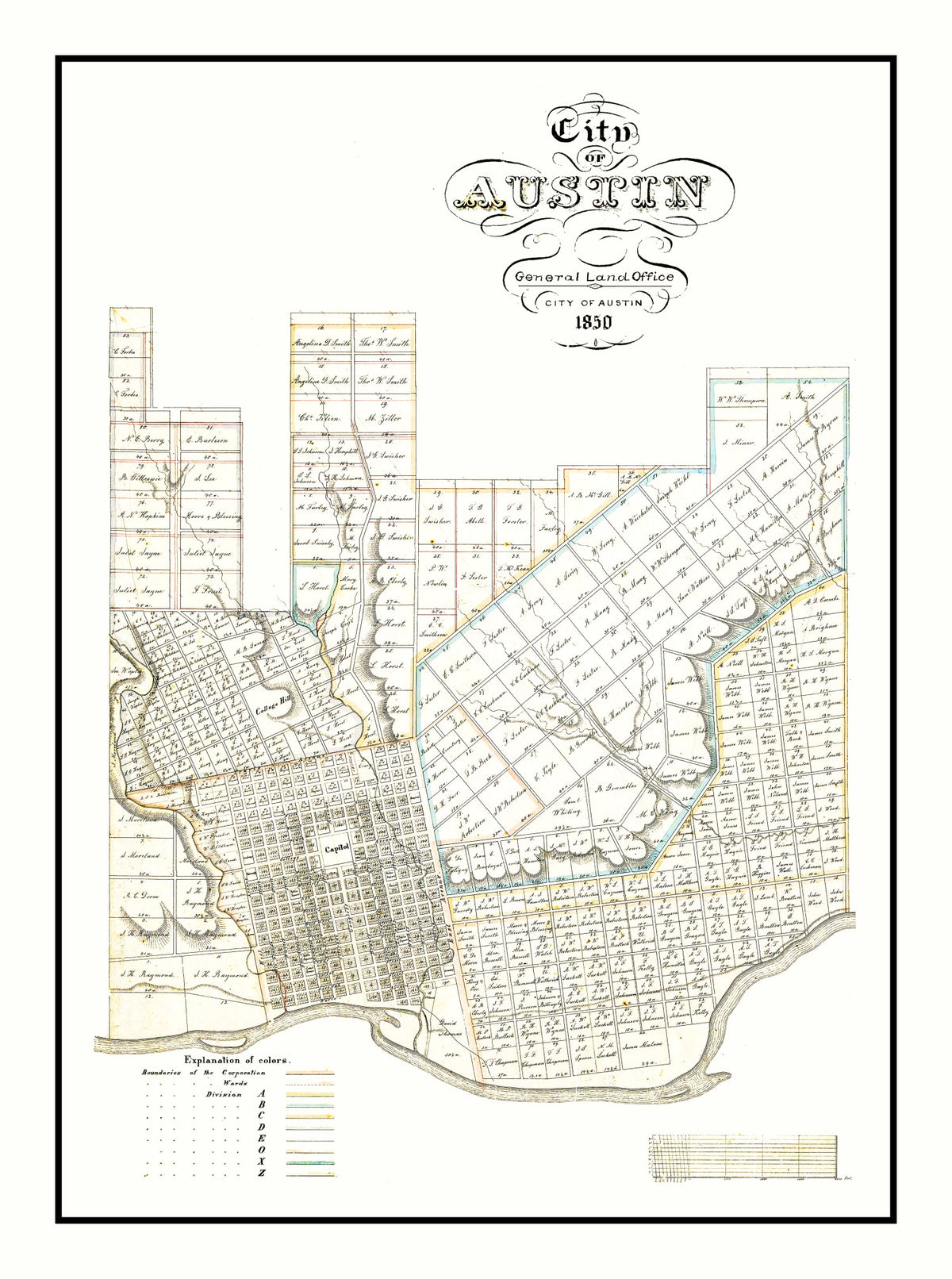 Preview of Vintage Map of Austin, Texas 1850