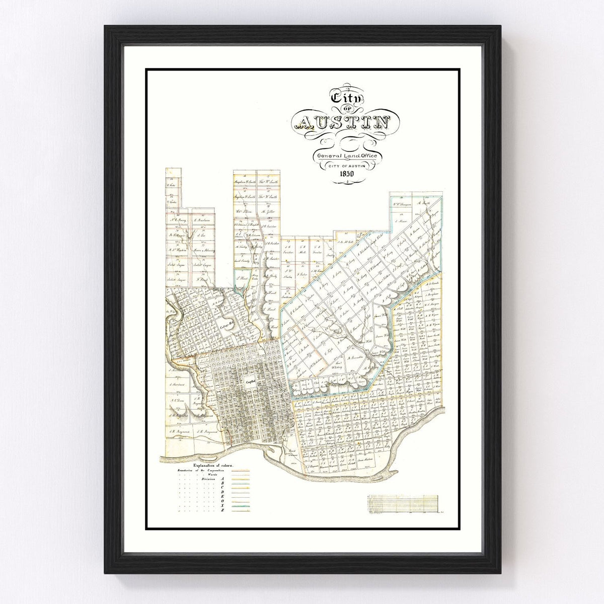 Austin Vintage Map 1850