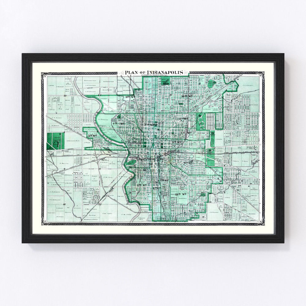 Indianapolis Vintage Map 1876