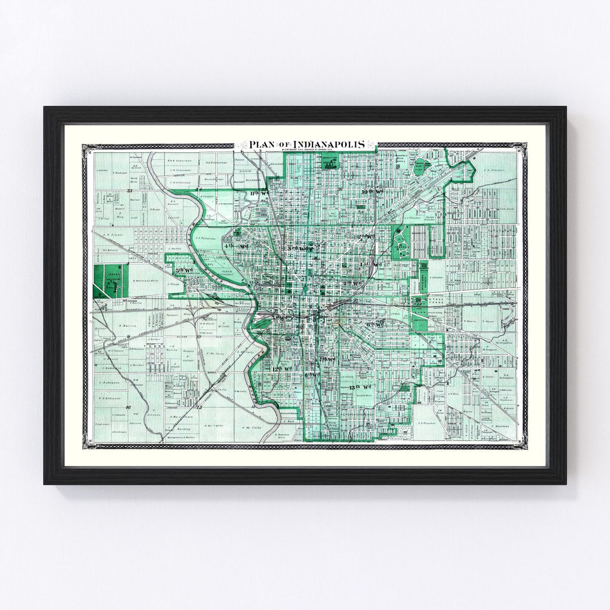 Indianapolis Vintage Map 1876