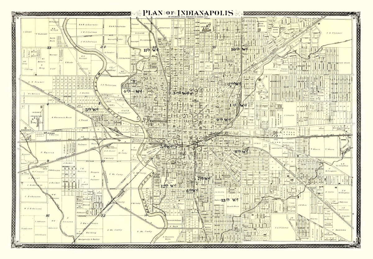 Preview of Vintage Map of Indianapolis, Indiana 1876