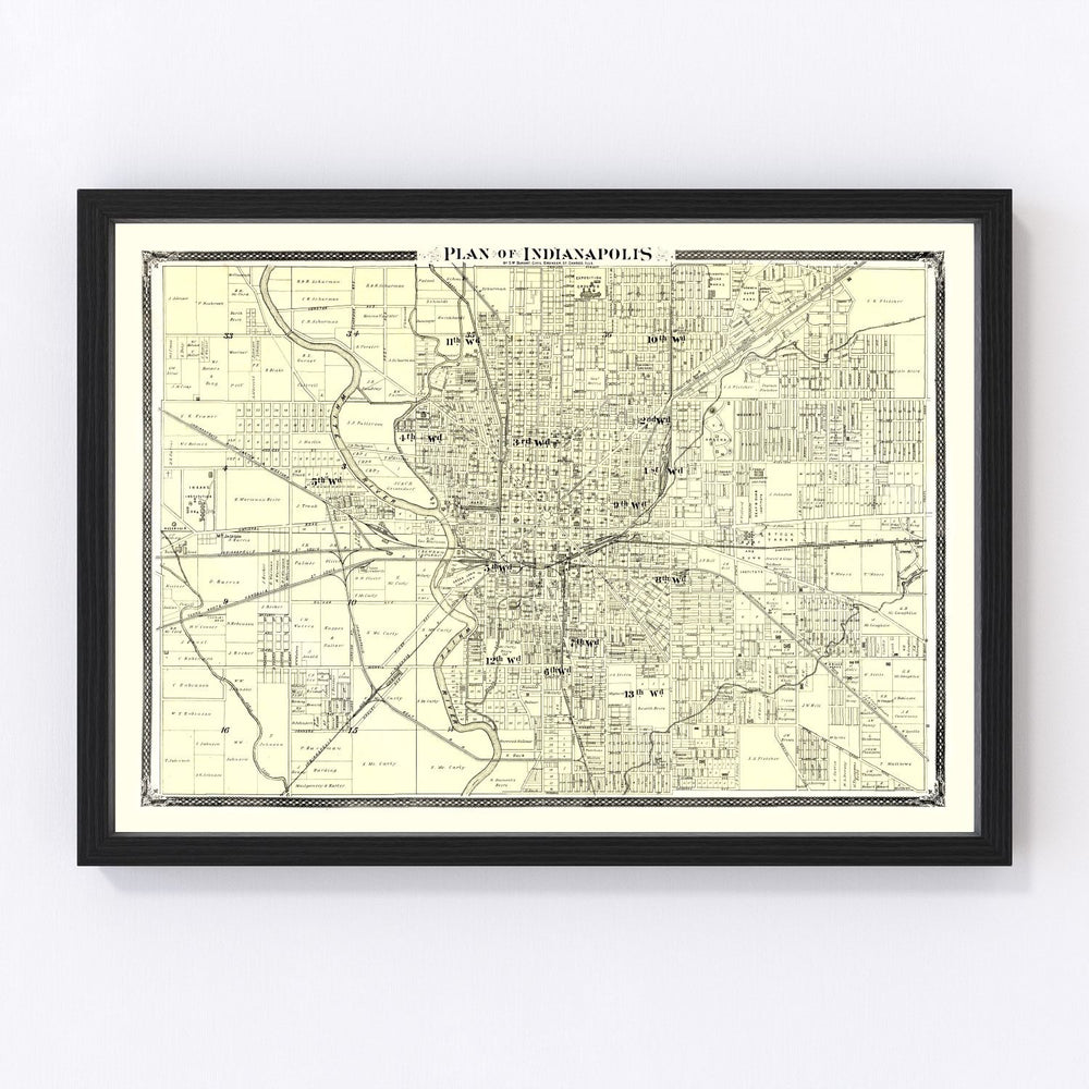 Indianapolis Vintage Map 1876