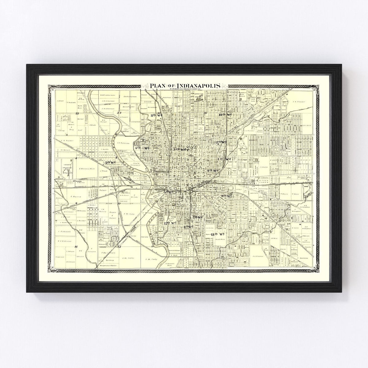 Indianapolis Vintage Map 1876