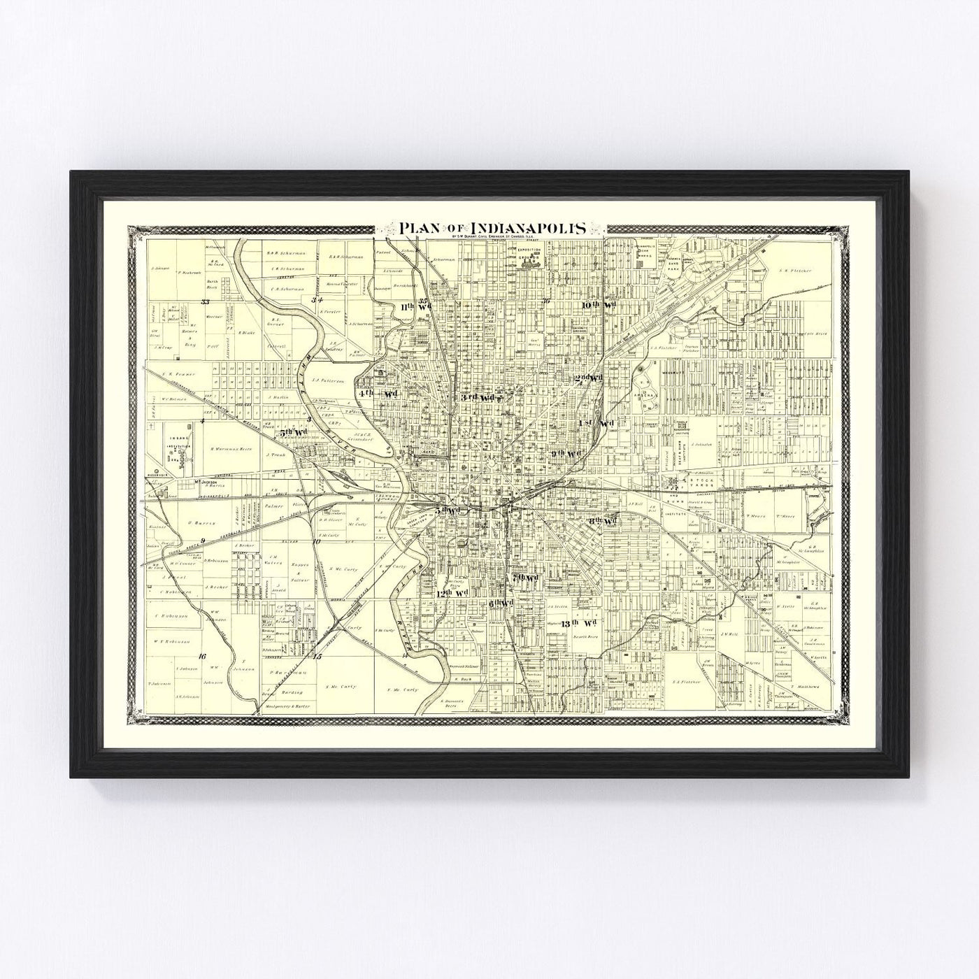 Indianapolis Vintage Map 1876