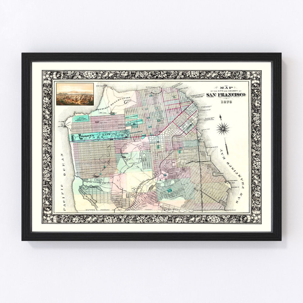 San Francisco Vintage Map 1876