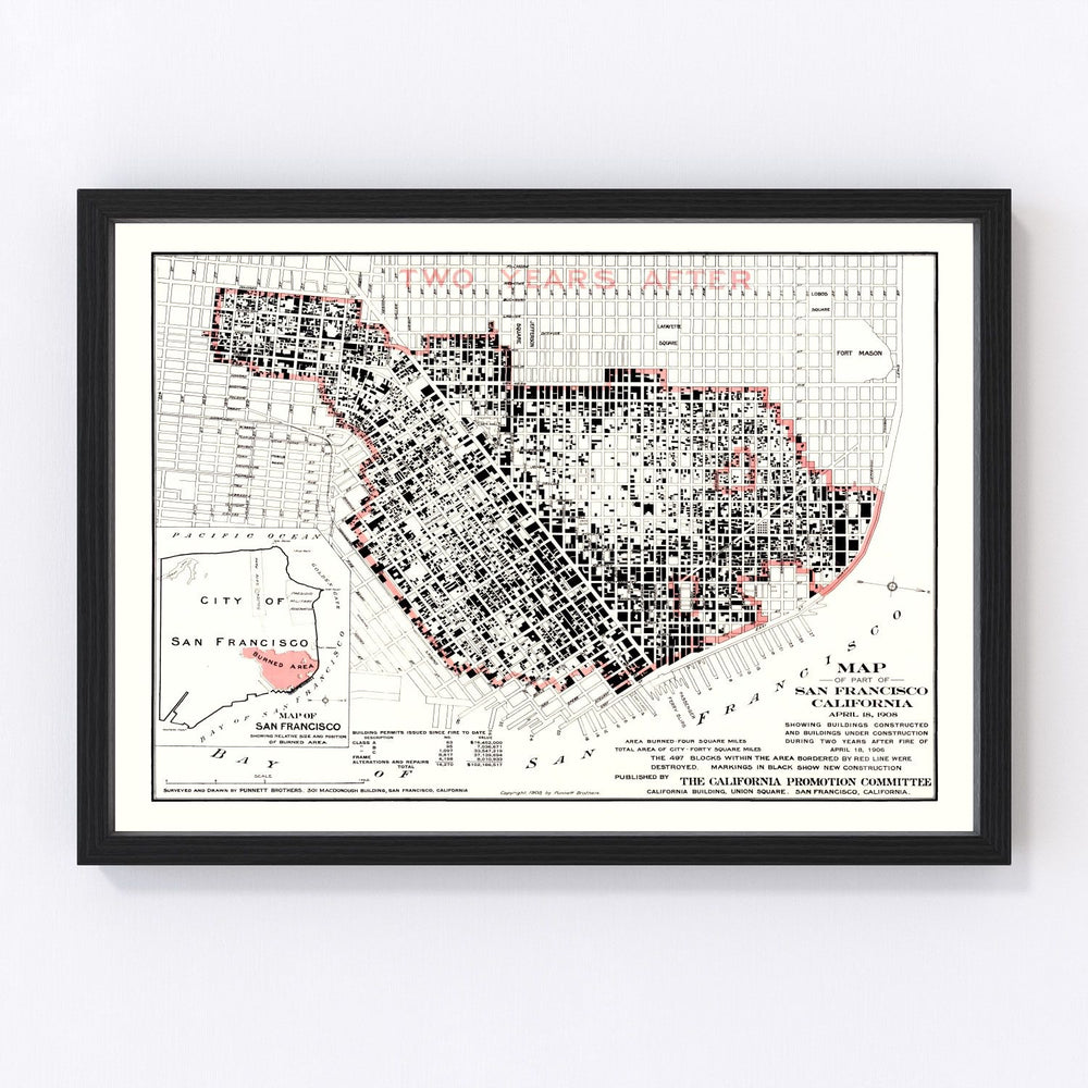 San Francisco Vintage Map 1908