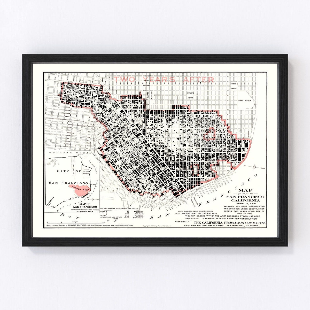 San Francisco Vintage Map 1908