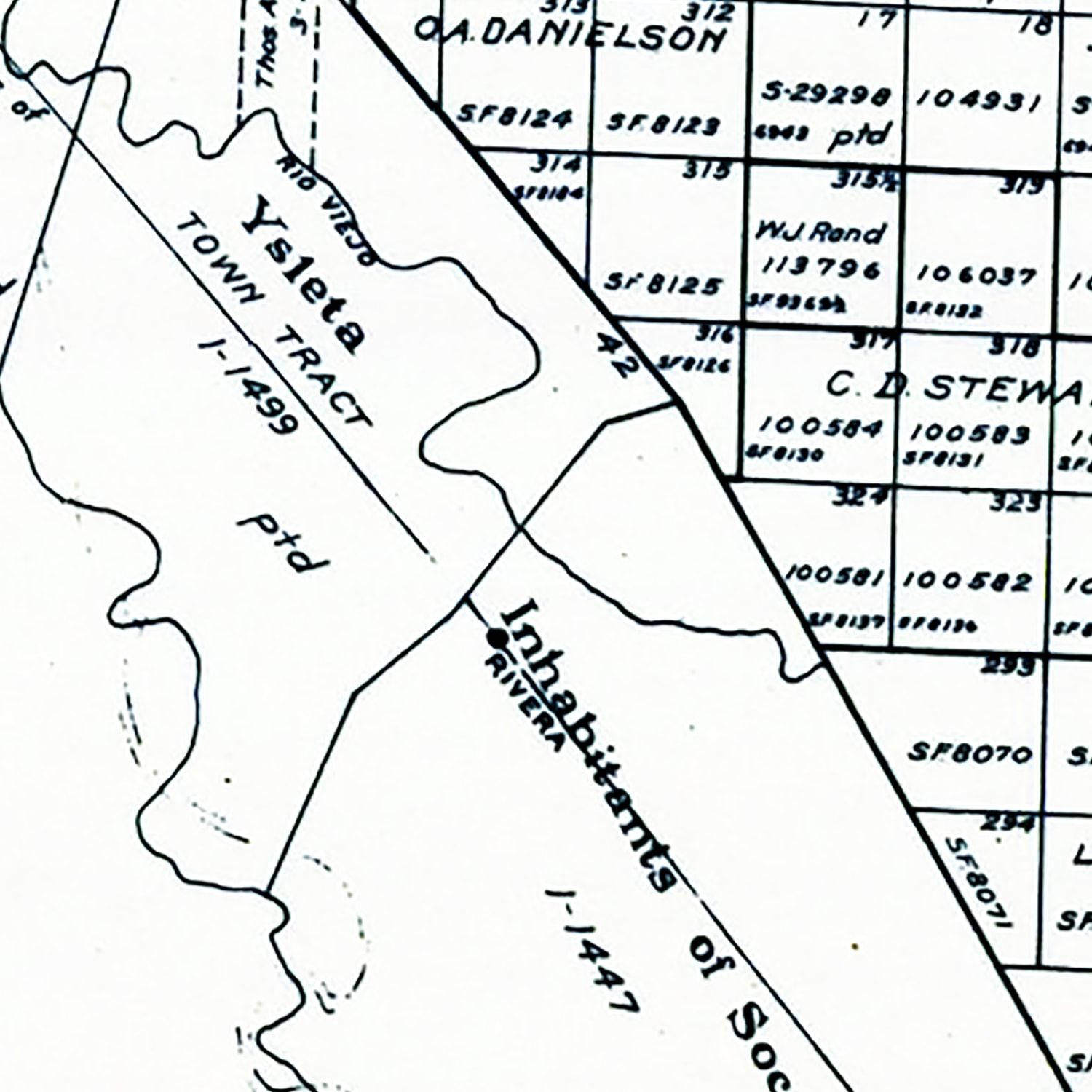 Restored historic details from the 1921 county map of El Paso County, Texas