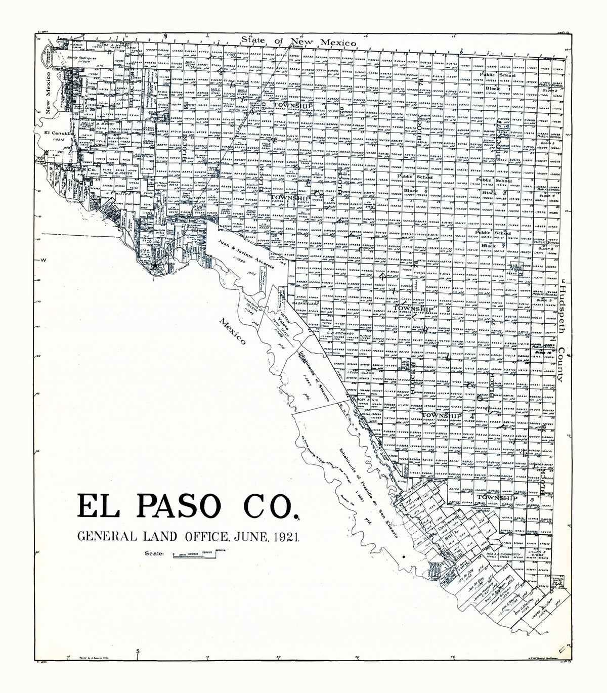 Preview of Vintage Map of El Paso County, Texas 1921