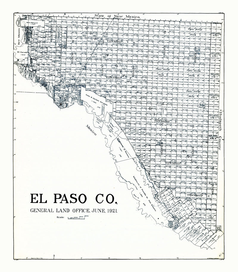 Size comparison using Vintage Map of El Paso County, Texas 1921