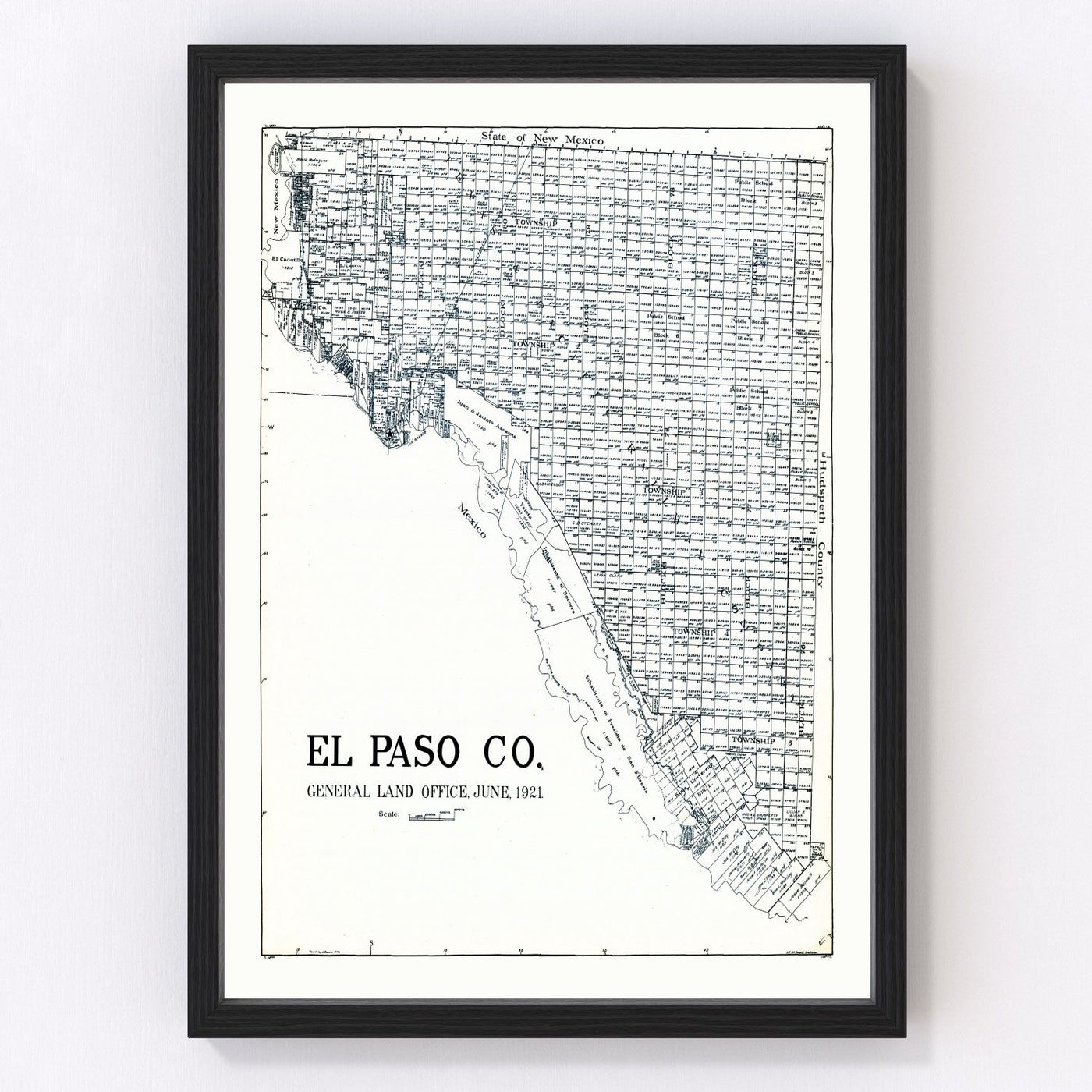 El Paso County Vintage Map 1921