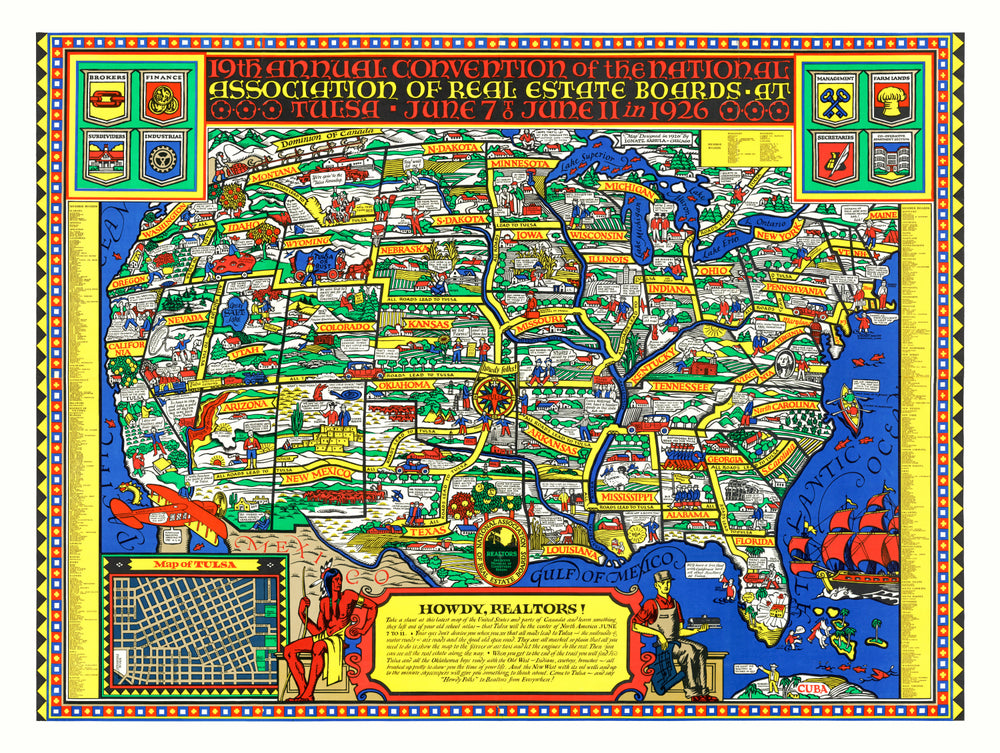 National Association of Real Estate Boards United States Map, 1926 print style example