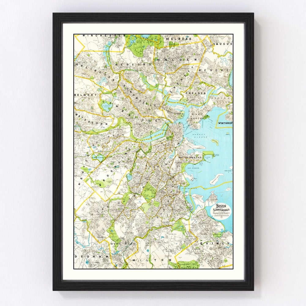 Boston Vintage Map 1927