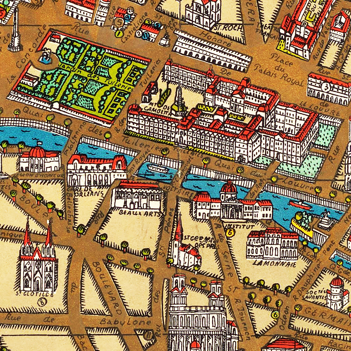 Restored historic details from the 1927 city map of Paris