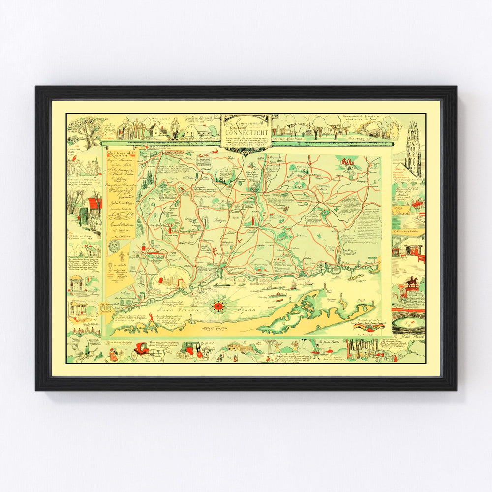 Connecticut Vintage Map 1926