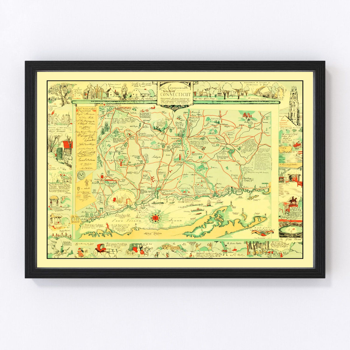 Connecticut Vintage Map 1926