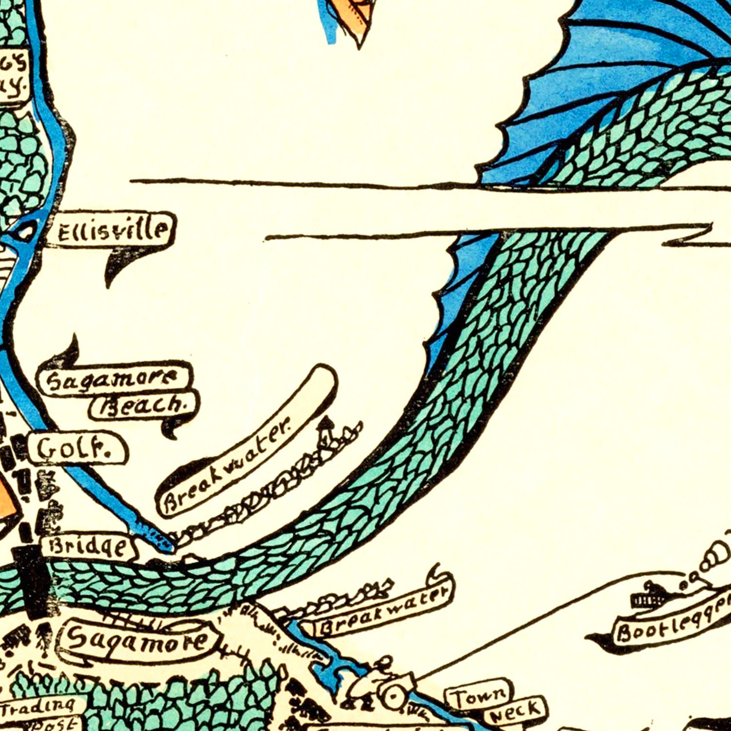 Restored historic details from the 1926 coastline map of Barnstable County, Massachusetts