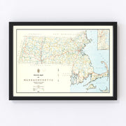 Massachusetts Vintage Map 1926