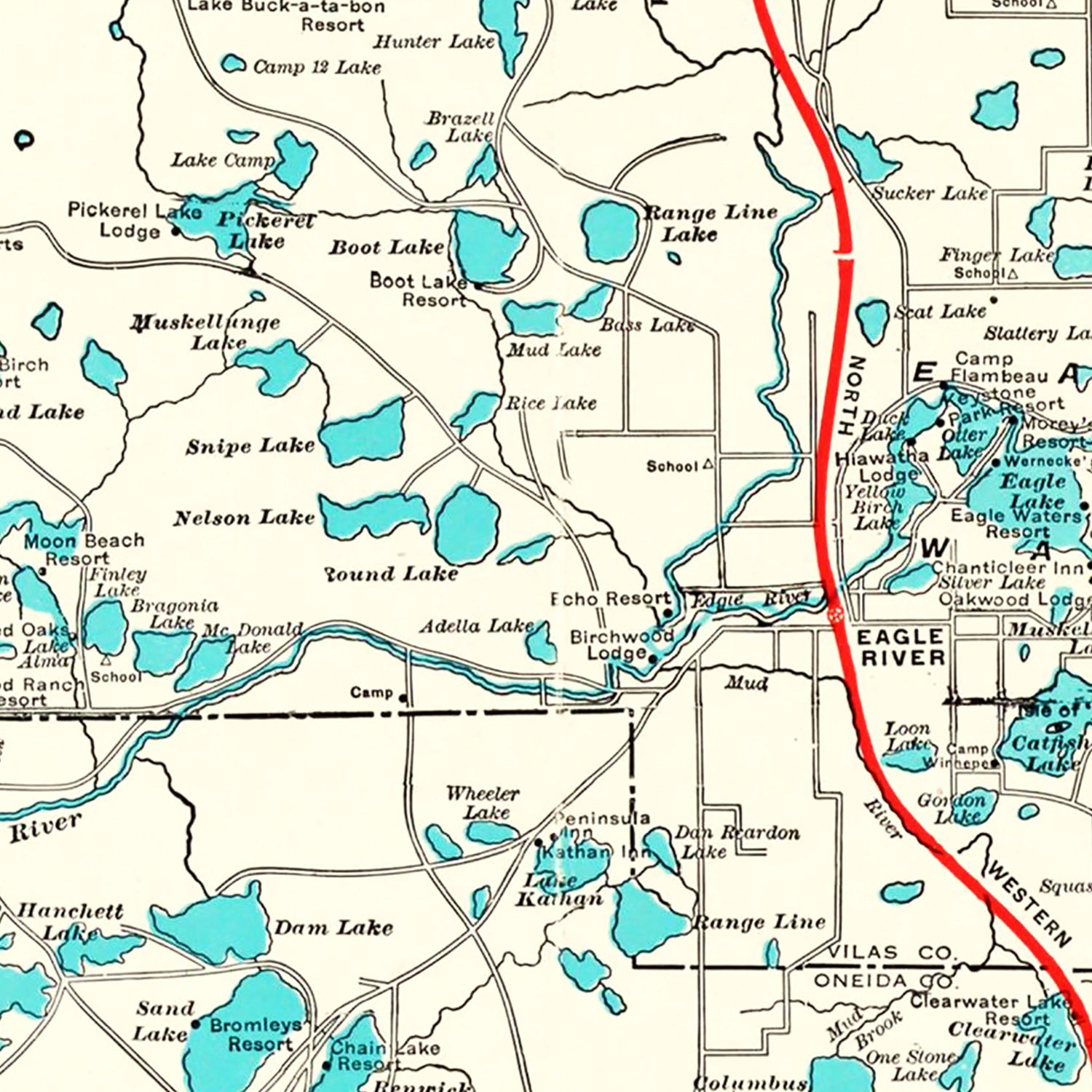 Restored historic details from the 1922 body of water map of County, Wisconsin