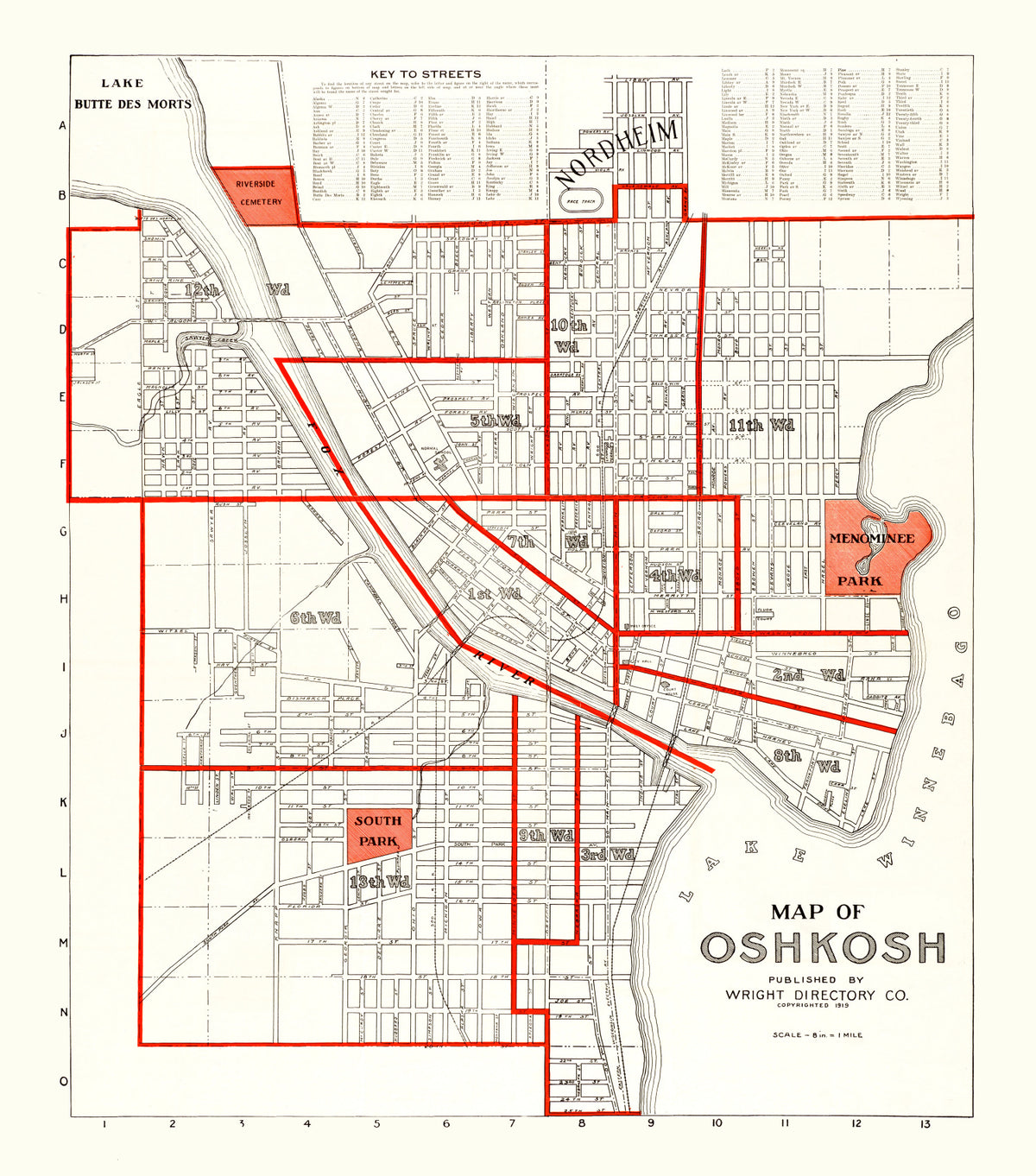 Preview of Vintage Map of Oshkosh, Wisconsin 1919