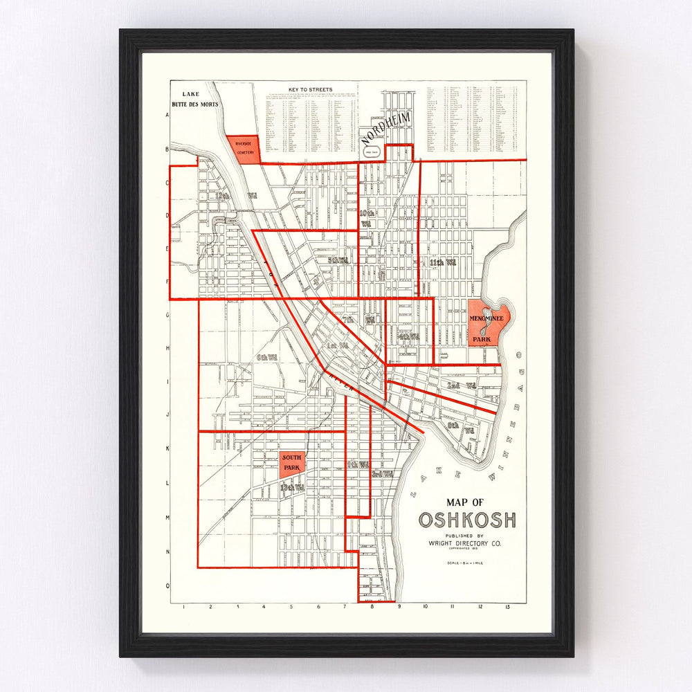 Oshkosh Vintage Map 1919