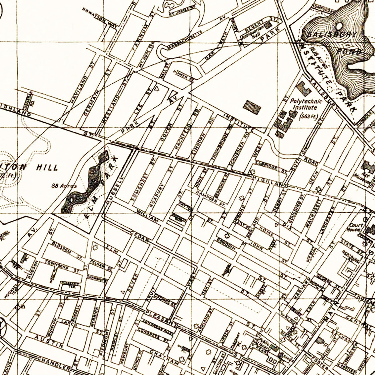 Vintage Worcester Massachusetts Maps