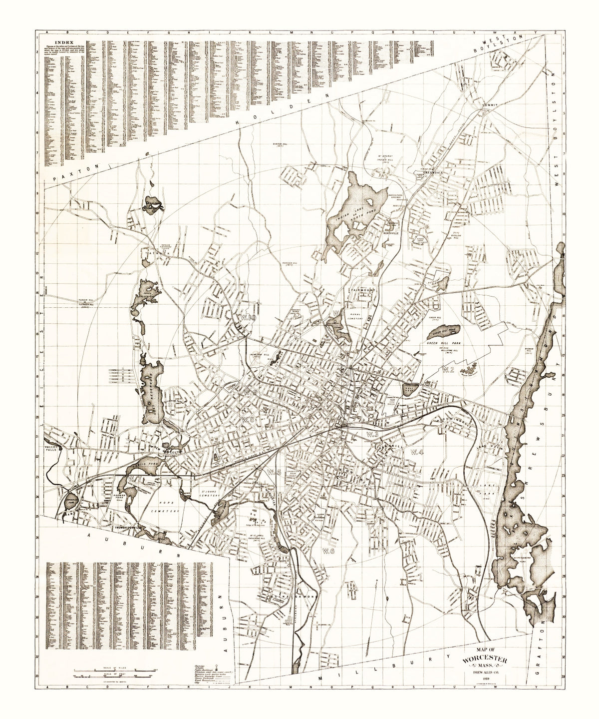 Preview of Vintage Map of Worcester, Massachusetts 1919