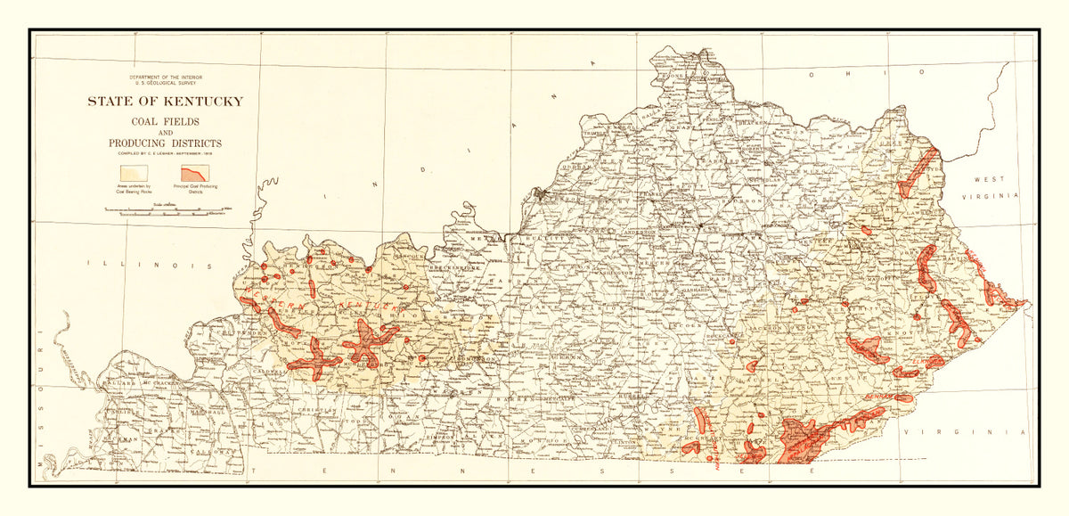 Preview of Vintage Map of Kentucky Coal Fields, 1919