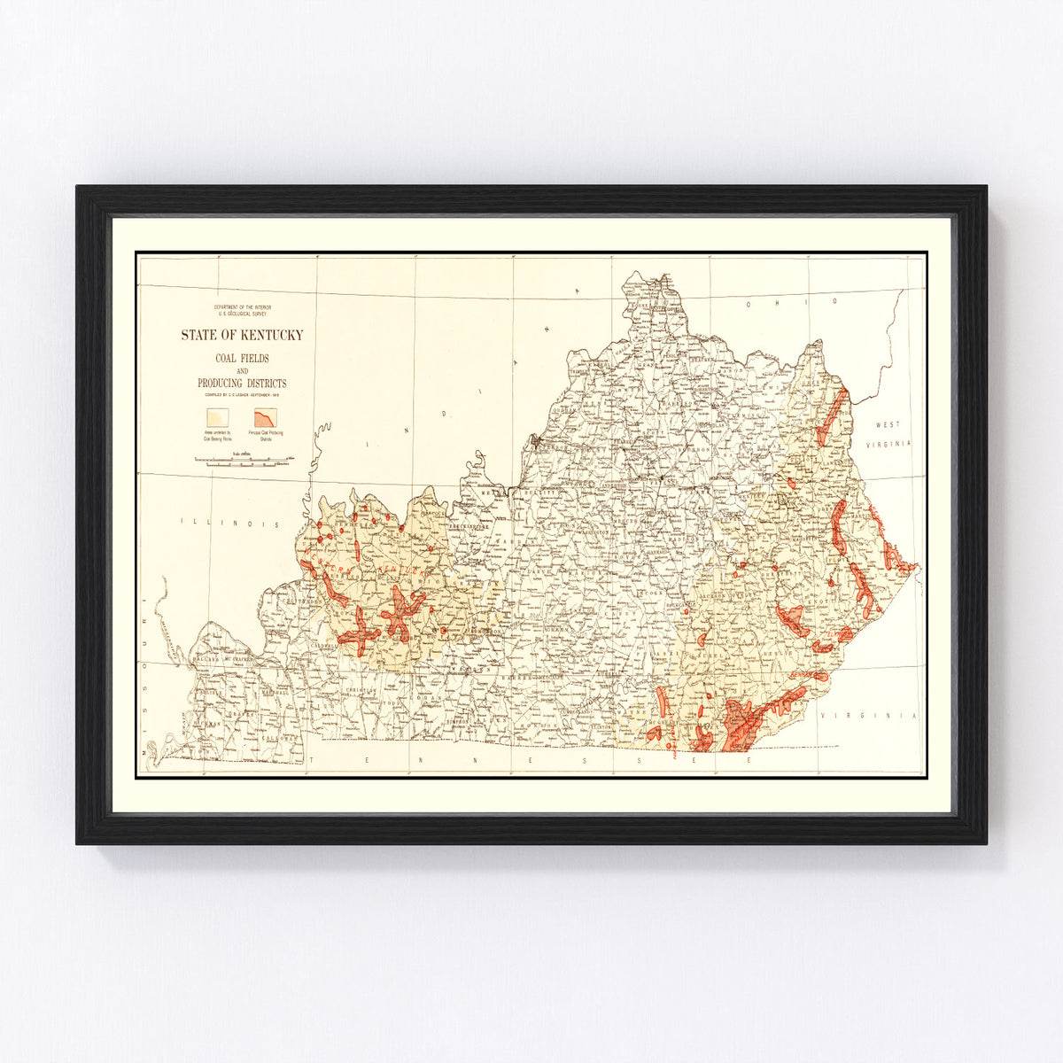 Kentucky Coal Fields Vintage Map 1919