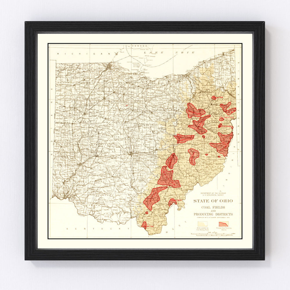 Tennessee Coal Fields Vintage Map 1919