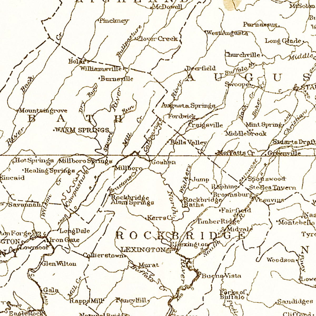 Restored historic details from the 1919 state map of County, Virginia