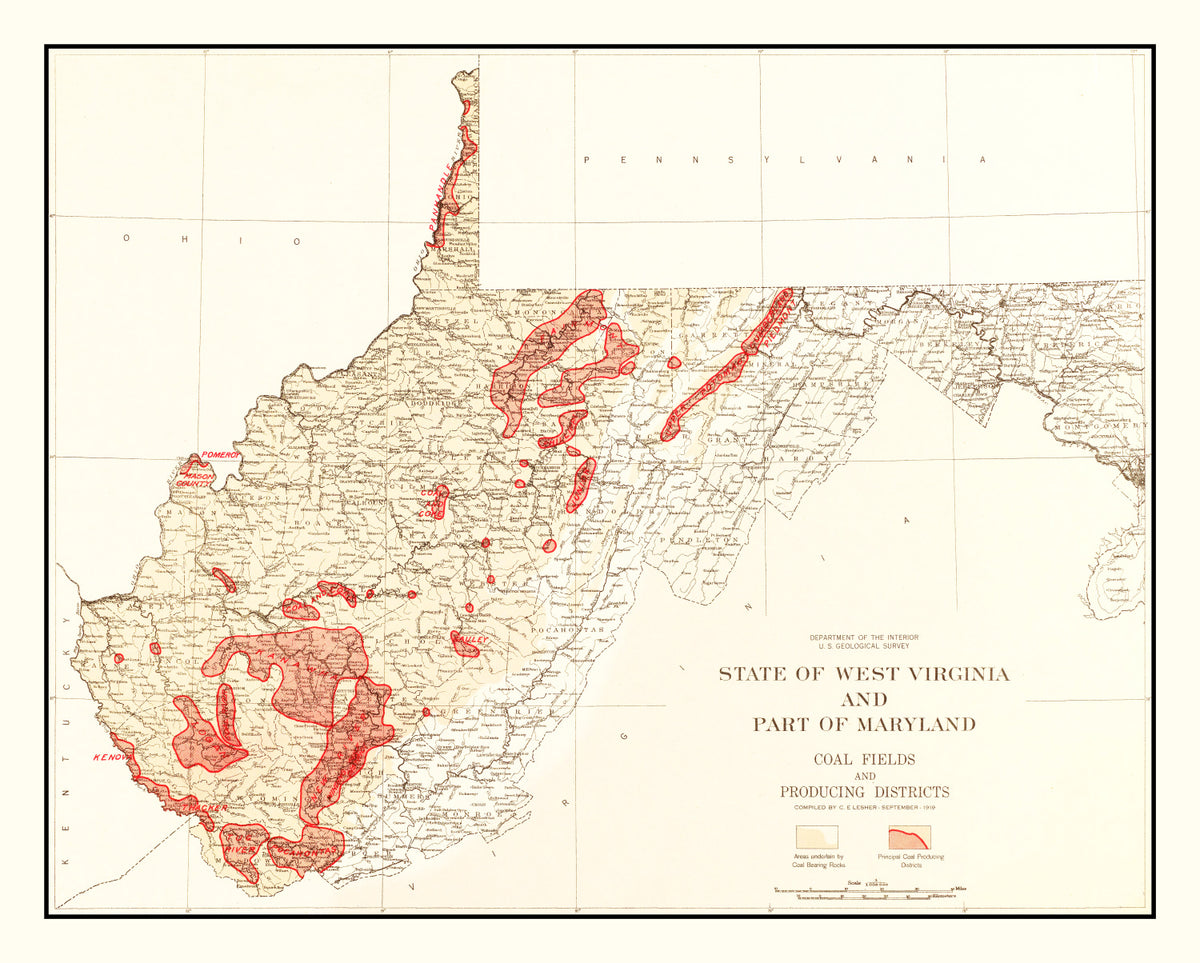 Preview of Vintage Map of West Virginia Coal Fields, 1919