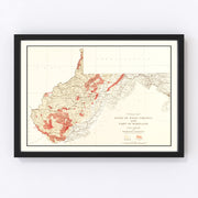 West Virginia Coal Fields Vintage Map 1919