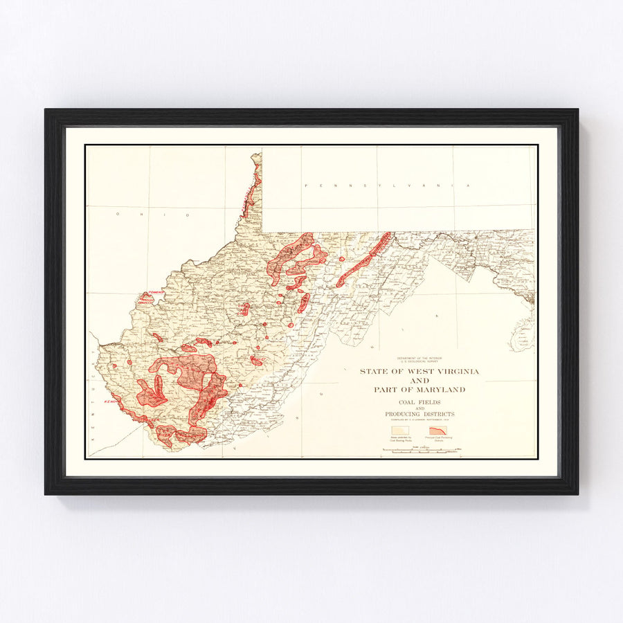 Vintage Map of West Virginia Coal Fields, 1919