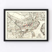 Boston Vintage Map 1914