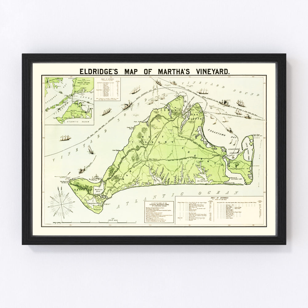 Martha's Vineyard Vintage Map 1913