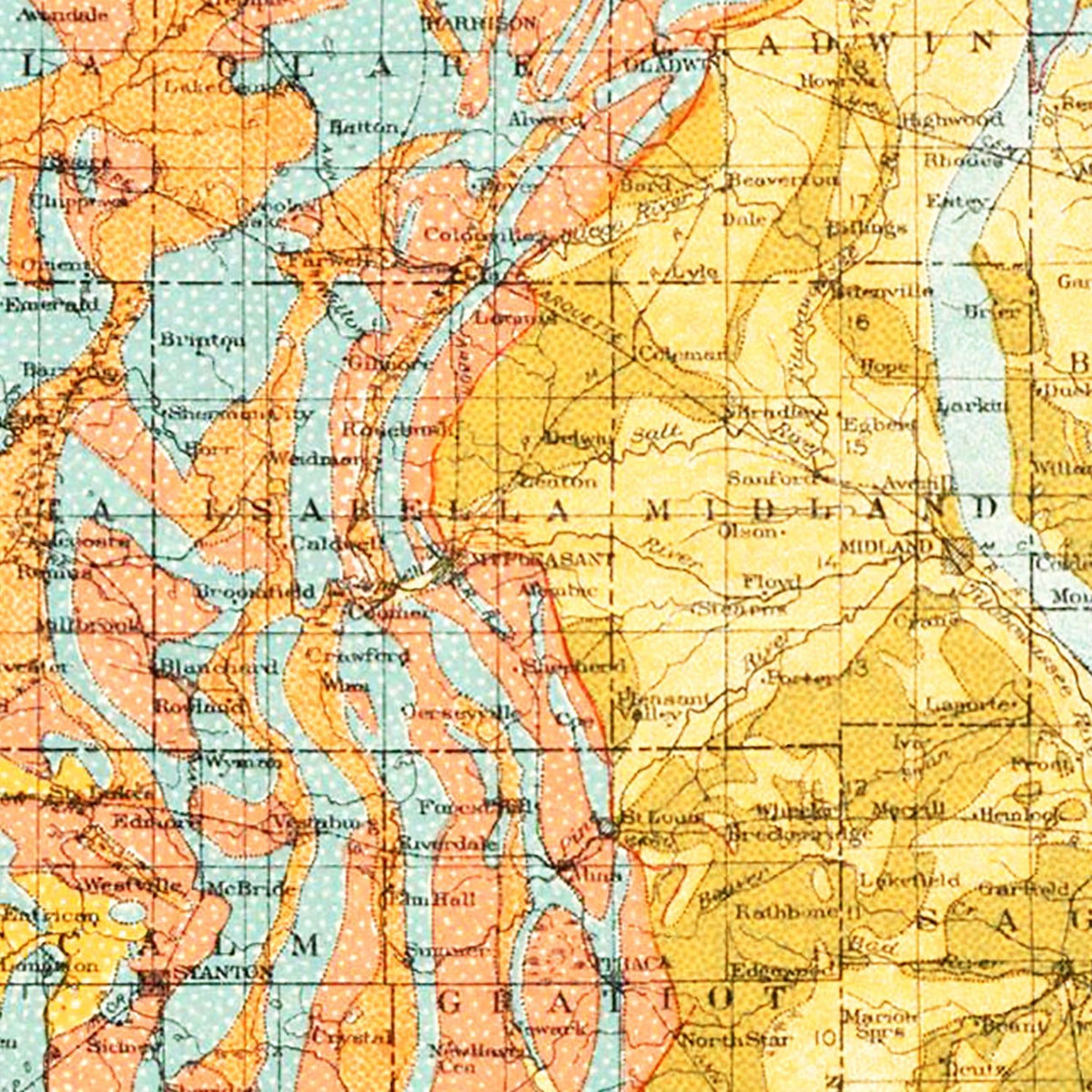 Restored historic details from the 1911 state map of County, Michigan