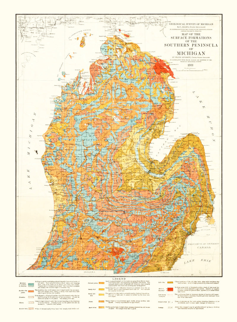 Size comparison using Vintage Map of Michigan 1911