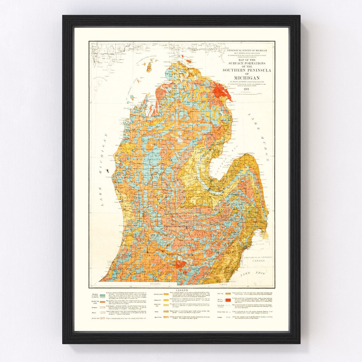 Michigan Vintage Map 1911