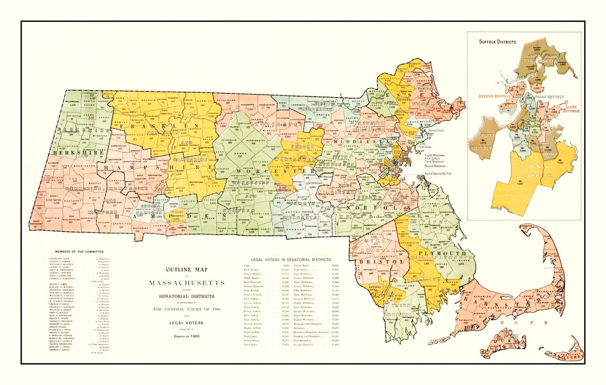 Preview of Vintage Map of Massachusetts 1906